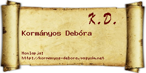 Kormányos Debóra névjegykártya